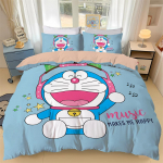 Jaapani anime Dora-emon Tekk Tekikott Padjap&uuml;&uuml;r 3D Prinditud D-Doraemon Voodipesukomplekt Tekikate Lastele ja T&uuml;drukutele Poistele Teismelistele 100x135cm-2pcs