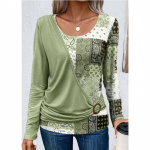 Naiste moe vabaaja kevad-s&uuml;gis pikkade varrukatega O-kaelusega pluusid ja s&auml;rgid S