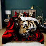 Tiigri tekikott Punane roosikujuline tekkikate Poistele Aafrika safaril metsloomad Suur kass Kuninganna Kuningas Pol&uuml;ester Tekikate 70x133cm 2pcs