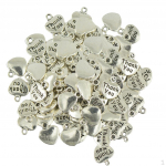 100pcs Heart Charm Pendant Thank You Silver Jewlery Making 12 x 11mm