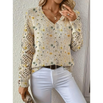 Elegantne s&uuml;gis ja talv, boheemlaslik, l&auml;&auml;neliku stiiliga mitmek&uuml;lgne V-kaelusega pikkade varrukatega naiste topp, trendikas naiste kootud kampsun XL