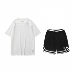 Li Ning V&auml;rvilise Kirjaprindiga L&uuml;hikeste Varrukatega Vabaaja Spordikost&uuml;&uuml;m Unisex kost&uuml;&uuml;m Valge Must YHSU219-1+YAPV001-1 XL