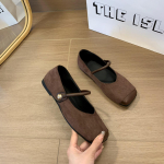 Moodsad Naiste Mary Jane Kingad Moodsad Leopard Ruudukujulise Ninaga Kingad Vintage Slip-on 2025 Kevad S&uuml;gis Pehme Tald Suede Ballet Korter Kingad 35 pruun