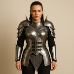 Naiste keskaegne terasest soomus Gooti fantaasia rinnakilp, &otilde;lakaitsmed, ketts&auml;rkkleit Cosplay ja Halloweeni kost&uuml;&uuml;m