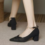 Naiste keskmise kontsaga sandaalid j&auml;meda kontsaga moem&auml;rgi pumbad kevad suvi uued naiste kingad disainer kleit terava ninaga naiste kingad 34