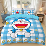 Jaapani anime Dora-emon Tekk Tekikott Padjap&uuml;&uuml;r 3D Prinditud D-Doraemon Voodipesukomplekt Tekikate Lastele ja T&uuml;drukutele Poistele Teismelistele 100x135cm-2pcs