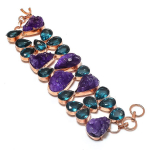 Natural Amethyst Rough, Quartz Gemstone 925 Sterling Silver Bracelet 7-8 n7w61