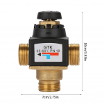 3-suunaline DN20 v&auml;liskeermega messingist termostaatiline segamisventiil p&auml;ikesek&uuml;tte jaoks must