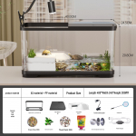 Kilpkonnakast koos p&auml;evitamis- ja ronimisplatvormidega, &ouml;koloogiline kasvatuskast, integreeritud filtriga lihtsaks hooldamiseks