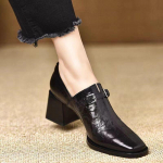 Moodsad Naiste K&otilde;rged Kontsad Ruudukujulise Ninaga Nahast Kingad Talv 2025 Trend Chelsea Vabaaja Paksude Kontsadega Kingad Elegantne Kontori Kingad Zapatillas Mujer 35 must