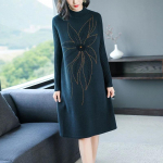 Puuvillane Naiste Kleit Talvine Soe &Uuml;mara Kaelusega Pikkade Varrukatega Vintage Vabaaja Tr&uuml;kiga Pikk Veniv Kootud Kampsunkleit XL must