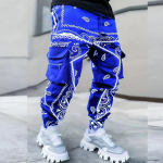 Stiilsed meeste paisley mustriga dressip&uuml;ksid mitme taskuga - Mugav istuvus spordiks ja vabaaja kandmiseks T&auml;navap&auml;rane isikup&auml;ra 3XL blue