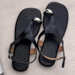 Moodsad Suvised Nahast Naiste Kingad Rooma Uus Retro Vintage Metallpandlaga Varba Kalasaba Sandaalid Puhkus Rannik Elegantne Naiste Sandaalid 35 must