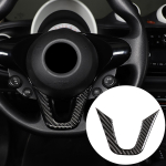 Car Carbon Fiber style Steering Wheel Decoration Cover Trim Sticker Fit For Mercedes Benz Smart 453 Fortwo 2016- Options B