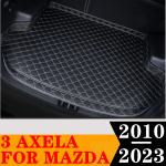 Sinjayer bagasi mobil tikar tahan air AUTO Tail Boot karpet sisi tinggi kargo karpet Pad Liner cocok untuk Mazda 3 Axela 2010 Brown
