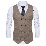 Vintage Meeste Varrukateta Kahe Rinnaga Kalasabamustriline Twill Vest &Auml;ri Vest 2XL
