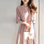 Bambusest kuju j&auml;ljendava suvise V-kaelusega l&uuml;hikeste varrukatega v&ouml;&ouml;kohta ja &otilde;lgu r&otilde;hutava kleidi imitatsioon naistele 2XL valge