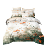 Vesiv&auml;rviline lilleline tekikott Lilleline lehtedega voodipesukomplekt Lilleline kaheinimese tekikate &Uuml;heinimese Twin Kaheinimese Queen King Naistele EU Single(135*200cm)3pcs
