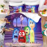 Inside Out 2 Roosa Moodne Voodipesukomplekt 3D Tr&uuml;kiga Kodukaunistus Padjap&uuml;&uuml;r Tekikott Armas Kingitus Perele ja S&otilde;pradele EU Single(135*200cm)3pcs