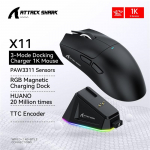 Attack Shark X11&R1 juhtmevaba m&auml;nguhiir - kolmerežiimiline, PAW3311 sensor, 22K DPI, 400 IPS, RGB PC m&auml;nguhiir