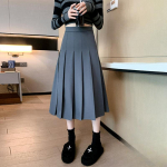 S&uuml;gistalvine &uuml;hev&auml;rvilised korea plisseeritud seelikud Naiste k&otilde;rge v&ouml;&ouml;kohaga keskmise pikkusega A-joonega seelik Preppy Style S hall