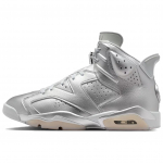 PSG x Jordan Air Jordan 6 Abrasion Resistant High top Vintage Basketball Shoes Men's Silver IQ5135-001 41