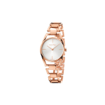 Calvin Klein Ck Kvarts Stiilne Seeria Kell Kvartsmehhanism Roostevabast Terasest Rihm H&otilde;bedane Tihvik Naiste kellad K7L23646 Silver Dial Rose Gold Strap Single Watch white