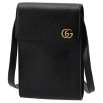Gucci Double G logoga klapiga nahast crossbody &otilde;lakott Mini Meeste kotid Must 657590-DJ20T-1000 Box(Basic Set+Box)