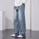 Mugavad sirge klassikalise stiiliga teksap&uuml;ksid Kevad-s&uuml;giseks uuendatud Meeste laia s&auml;&auml;rega vabaaja teksap&uuml;ksid 8XL must