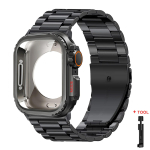 Kaitse&uuml;mbris+rihm Apple Watch Ultra 2 jaoks Rihm 49mm 46mm 42mm 45mm 44mm Roostevabast terasest k&auml;ev&otilde;ru IWatch Series 10 9 8 7 SE Metallkate For Series6SE54 44mm must
