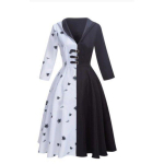 Cruella Vilcosplay Kost&uuml;&uuml;m Cruella Must-valge N&otilde;ia Karuskrae &Uuml;likond Cosplay Esitlusriietus Black and White Witch Short Coat XXXL white