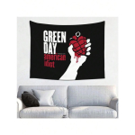 Green Day American Idiot Seinakate &Uuml;hepoolne 2D Prindiga Punk Stiilne Seinakate Magamistuba &Uuml;hiselamu Elutuba Rocki H&otilde;nguga Aksessuaar Kingitus 150x100cm(60x40in) black