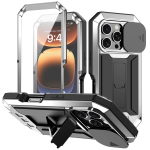 Metallist &uuml;mbris iPhone 17 Air 16e 16 15 14 Plus 13 Pro Max jaoks Tugevdatud S&otilde;jaline P&otilde;rutuskindel Kaitseraua Kaamera L&uuml;kandkatte Klaasiekraaniga aluminum&Case & Camera Protector&iPhone17 h&otilde;be
