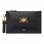 Versace Medusa Biggie Seeria Eemaldatav Rihm T&otilde;mblukuga Sulgemine Nahast Sidur V&auml;ike Meeste Sidur Must Kuldne 1006240-1A03190-1B00V Basic Set (Bag+Dust Bag)