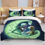 3D The Nightmare Before Christmas Tr&uuml;kitud Voodipesukomplekt 1 Tekikott 2 Padjap&uuml;&uuml;ri T&auml;iskasvanute ja Laste Voodipesukomplekt Mitu Suurust 135x200cm