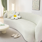 Elastne poolkaarekujuline diivanikate, kujundatud diivanikaitse koertele, žakaarmustriga boho sektsiooniline diivanikate S 90-140cm white