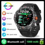 S&otilde;jav&auml;elise kvaliteediga 1000 mAh aku Nutikell 5ATM Veekindel GPS Kompass BT K&otilde;ne AMOLED HD Meeste Spordi Nutikellad must