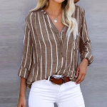 Vabaajalikud laiad triibulised s&auml;rgid naistele S&uuml;gis Vintage Naiste &uuml;legabariidilised s&auml;rgid ja pluusid Moodne elegantne nooruslikud naiste topid XS khaki