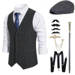 Triibuline &uuml;herealine meeste Gatsby peo vest S-6XL L (105-120 Jin) black