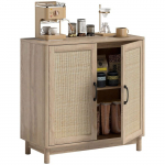 Kapp - HOMCOM - 2 rotangist ust, reguleeritav riiul ja &uuml;marad servad - puitlaastplaat - 76 x 35 x 75,5 cm - tamm