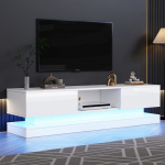 TV-kapp LED-valgustusega 160cm - 2 sahtlit ja 1 avatud sektsioon - sobib 60 telerile - Valge