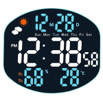 Ilmajaam Suur Digitaalne Seinakell TEMPERATUUR Niiskus Kuup&auml;ev N&auml;dal &Ouml;&ouml;režiim Lauakell 2 Alarmi 12/24H USB LED &Auml;ratuskell (Blue,10inch 25.6x23cm) sinine