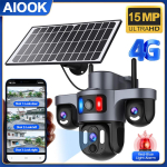 AIOOK 12000mAH Aku AOV P&auml;ikesepatareiga Kaamera Kolme Objektiiviga HD 15MP 4G SIM Veekindel Mobiilne J&auml;lgimine &Ouml;&ouml;n&auml;gemine V&auml;likaamera Yoosee &Auml;pp EU 4G
