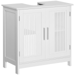 Kaheukseline kaasaegne valamukapp, vannitoakapid, pjedestaaliga valamukapp, reguleeritavate riiulitega hoiukapp, valge 60 x 30 x 60 cm