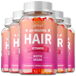 Airboy AH-MAZING Juuksevitamini Kummikommid 100 tk - Biotiin 5000 mcg koos C-vitamiini E B6 Tsinkiga, Juuste Naha & K&uuml;&uuml;nte Toetus 100*5