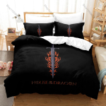Lahe Maja draakoniga Voodipesukomplekt Tekikott + 2 padjap&uuml;&uuml;ri Must draakon Targaryen Keskaja fantaasia Magamistoa dekoratsioon EU Single 135*200cm/53x79in 3pcs