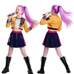 Laste Kpop Cosplay Demon Slayer Rumi Zoe Mira Kost&uuml;&uuml;m Huntrix T&uuml;drukutele Riietus Iidolir&uuml;hma Rolli m&auml;ngimine Halloweeni Karnevalikost&uuml;&uuml;m 110cm blue