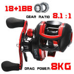 18+1BB Baitcasting Reels Kiire 8,1:1 s&uuml;sinikkiust t&otilde;mbej&otilde;uga 8KG Casting kalastusrullid kalastustarbed Left Hand