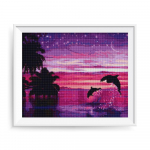 HUACANi teemanttikandid maastik teemantmaal Rhinestone mosaiik delfiin kodukaunistus 20*30 cm