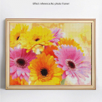 T&auml;is&uuml;mmargune teemantmaaling, lilledega kivist pilt, teemanttikandid, 5D teemant. 20X30